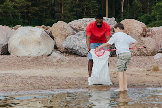 family engaging in eco-friendly activities