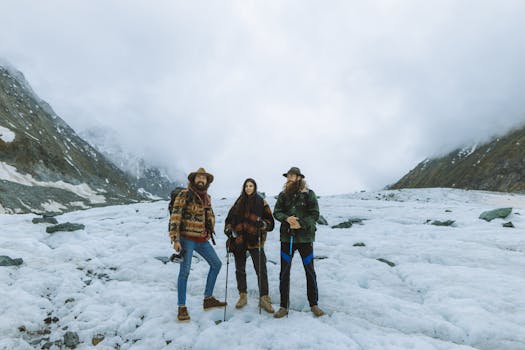 group of friends hiking in the mountains