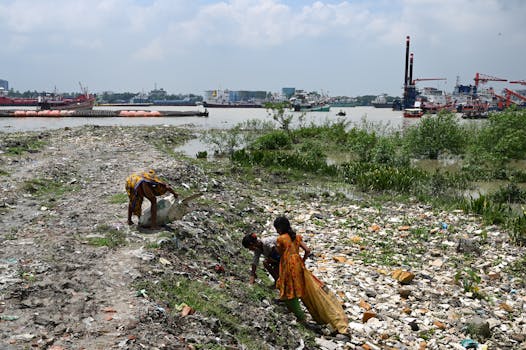 community clean-up along a river