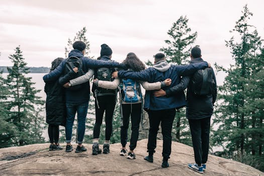 group hiking together