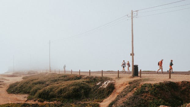 beautiful landscape with hikers