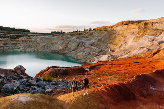 beautiful landscape with hikers