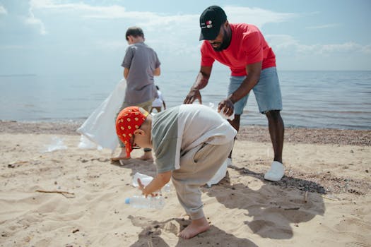 group of volunteers cleaning a park