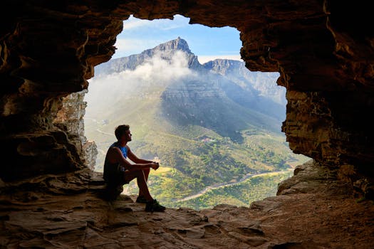 person hiking alone in nature