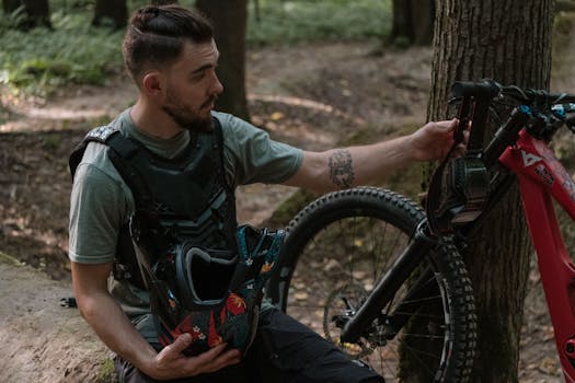 mountain biker enjoying a green trail