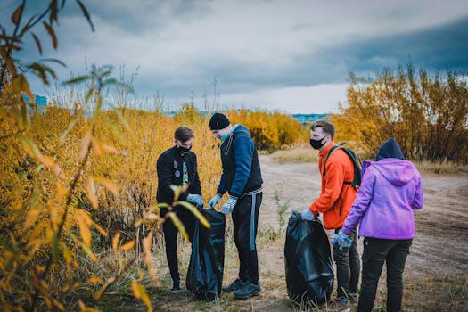 group of eco-conscious travelers helping the environment