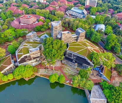 lush urban park with trees